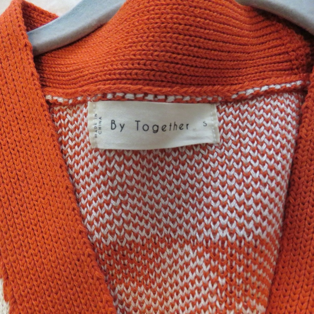 By Together Orange and Cream Checkered Cardigan - Picture 3 of 4